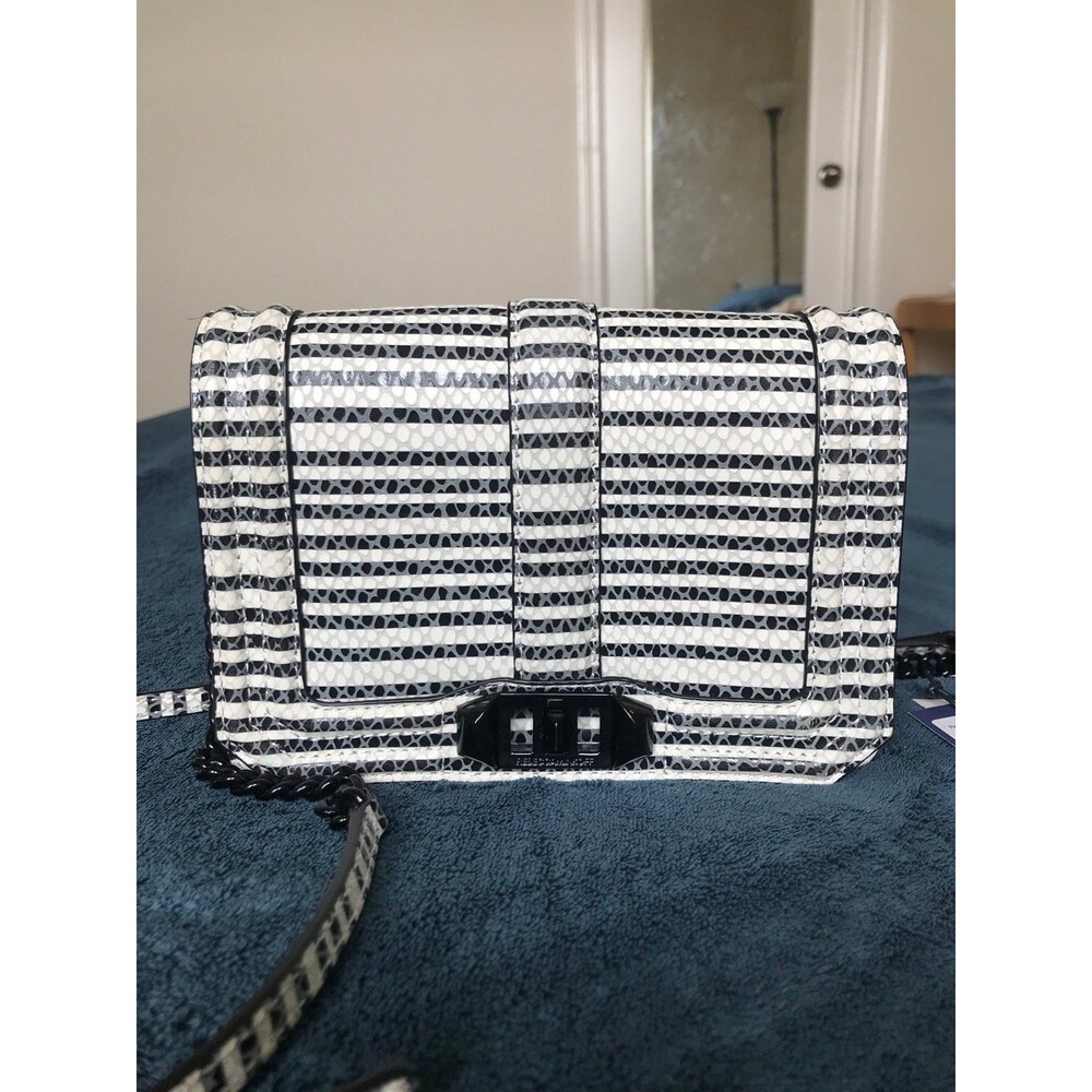 Rebecca Minkoff striped snakeskin print love crossbody wallet on chain